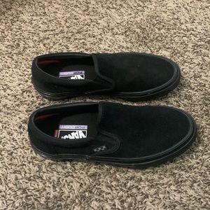 Gently Worn Men’s Black Suede Vans Slip-Ons Size 7!